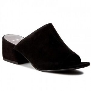 Vagabond Black Suede Leather Open Toe Chunky Mules Sandals Size 41 NWB